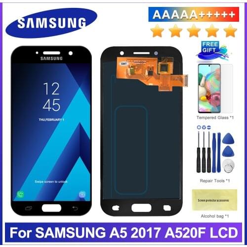 Original 5.2" Super AMOLED LCD For SAMSUNG Galaxy A5 2017 A520F Display Touch Screen Digitizer A520 SM-A520F Replacement