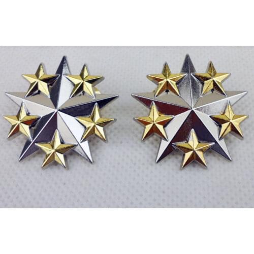 PAIR US Navy General Admiral Officer Six Star Badge Pin Insignia
