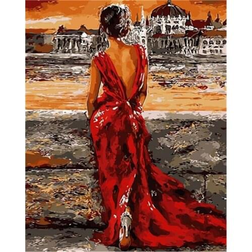 5D Full Square Diamond Painting Sexy Dancer In Red Portrait Diamond Embroidery Cross Stitch Rhinestones Home Decor