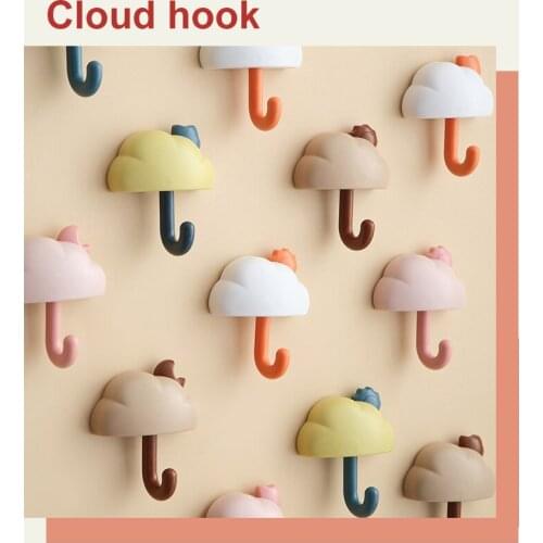 Non-marking Punch-free Cloud Shape Self-adhesive Hook Wall Door Clothing Hanger Key Debris Hook Bathroom Kitchen Sticky Rack