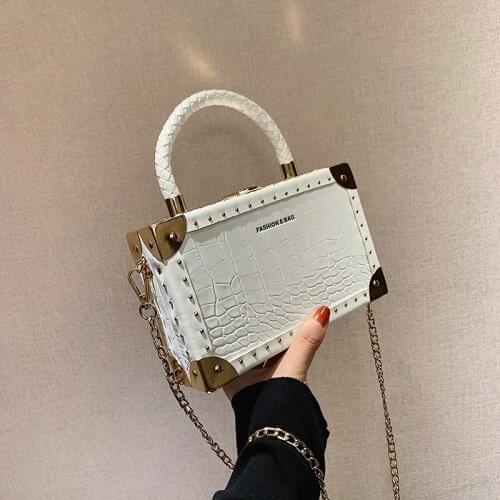 Advanced Trendy Bag/2021 New Fashion Versatile/Retro Messenger Bag/Crocodile Pattern Chain Portable Box Bag