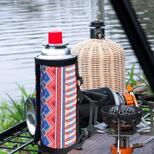 SUNDICK 6.5 X 9.9cm Camouflage Gas Canister Cover Protector Camping Hiking Fuel Cylinder Tank Storage Bag Accessories
