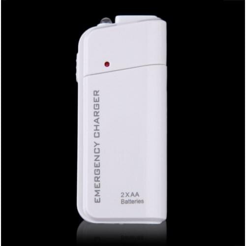 Universal Portable USB Emergency 2 AA Battery Extender Charger Power Bank Supply Box For iPhone Mobile Phone MP3 MP4 Black White