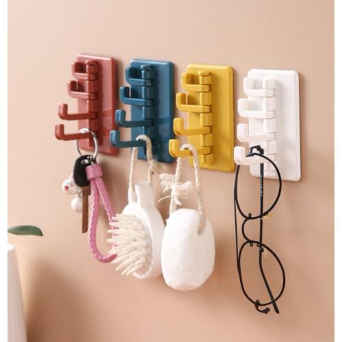 Rotating Adhesive Hook Creative Nordic Adhesive Hook Bathroom Kitchen Wall Hole-Free Hanger key bag clothes hook home organizer
