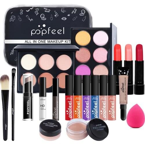 All In One Makeup Kit (Eyeshadow, LiGloss,Lipstick,Brushes,Eyebrow,Concealer)Makeup Bag Professional Makeup Makeup Kit POPFEEL