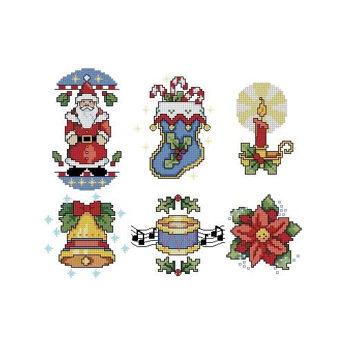 Top Quality Lovely Counted Cross Stitch Kit Jingle Bell Music Stocking Candle Flower Christmas Tree Ornaments Dim 00201