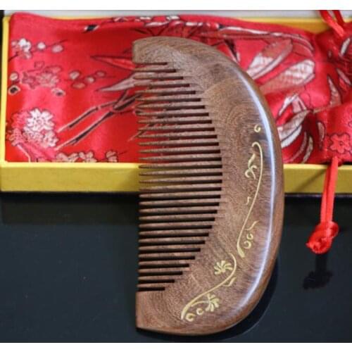 Top quality hand made natural ebony hair comb wooden hair comb wooden hair comb 13-08