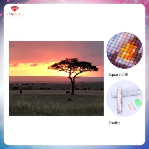 YIKELA DIY Needlework Diamond Embroidery Square Prairie Tree Diamond Painting Full Rhinestone 5D Diamond Painting Cross Stitch