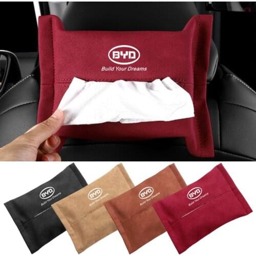 Suede Seat Back Suspension Tissue Box for BYD F6 M6 S8 F3R G3 Surui Song Yuan Qin Tang Auto Interior Storage Styling Accessories