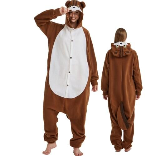 Cute Squirrel Onesies Women Pajamas Animal Kigurumi Adults Halloween Costume One Piece Pijamas Cosplay Suit Sleepwear Onesieshow