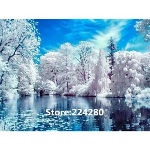 Winter lake Needlework,Snow Scenic For embroidery,14CT DIY Art Cross stitch kits,Pattern counted Cross-Stitching home decor