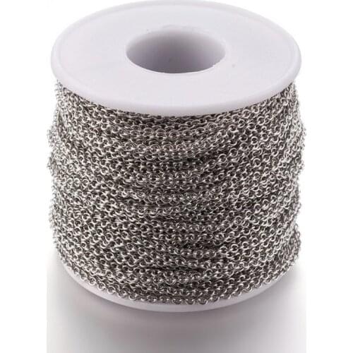 0.4/0.5/0.6/0.8/1mm 50m/roll 316 Stainless Steel Cable Chains for DIY Jewelry Making Soldered Cable Chain Link with Spool F80