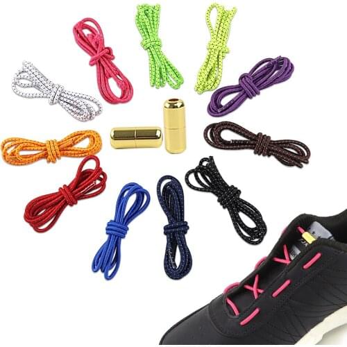 1Pair Sneaker ShoeLaces Elastic No Tie Shoe Laces Stretching Lock Lazy Laces Quick Rubber Round Shoelace Shoestrings 11 Colors