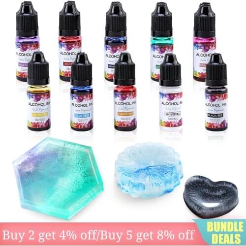 10ML/Bottle Epoxy Resin Alcohol Pigment Liquid,Diffusion Resin Colorant DyeInk For Crystal Epoxy Jewelry Making Coloring Dye