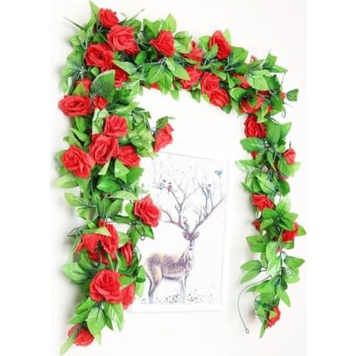 240cm Wedding Decoration Artificial Fake Silk Rose Flower Vine Hanging Garland Home Decor Decorative Flowers Wreaths 30cps/lot
