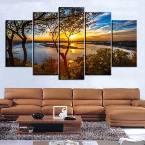 5 Panels Landscape Pictures Wall Art Canvas Painting Landscape Poster Walling Seascape Painting Pictures for Bedroom Home Decor