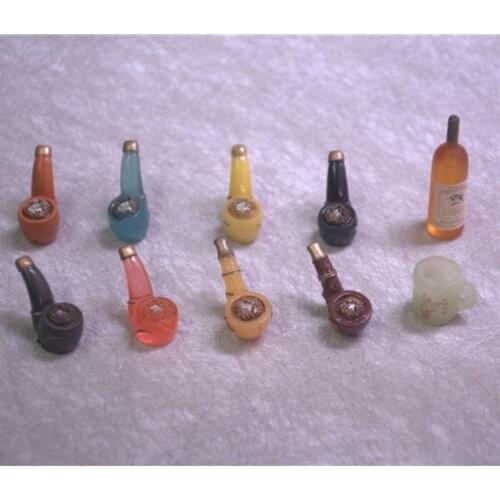 50pcs/lot Mini High Imitation Tobacco Pipe Wine Bottle 3-5cm Pvc Kids Toys Birthday Gift For Children Home Decoration Ornaments