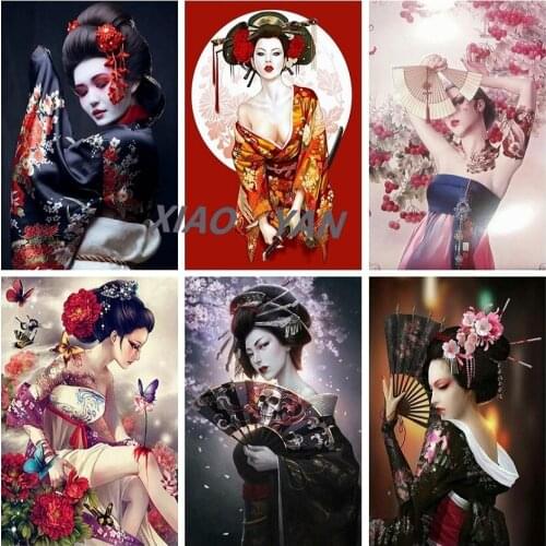 5D Diy Diamond Painting Japanese Geisha Beauty Picture of Full Drill Diamond Embroidery Cross Stitch Mosaic Home Christmas Gift