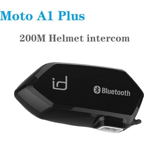 Moto A1 Plus Motorcycle Helmet Bluetooth Headsets Intercom Comunicador Earphone Speaker for 2 Phones Waterproof Boomless Mic