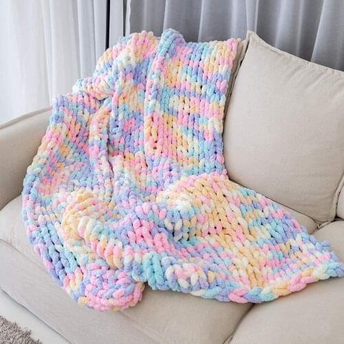 Large Hand Crochet Knitted Chair Seat Blanket Thick Yarn Divan Sofa Decor Plaid Women Wraps TV Comforter Drop Shipping