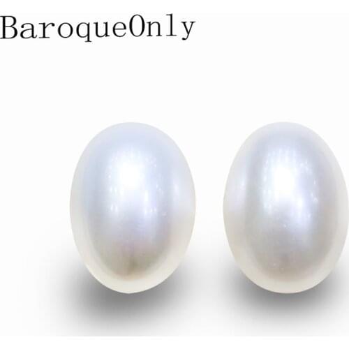 BaroqueOnly naked beads freshwater natural oval pearl white pink pearl for diy drop earring jewlry making BL-1