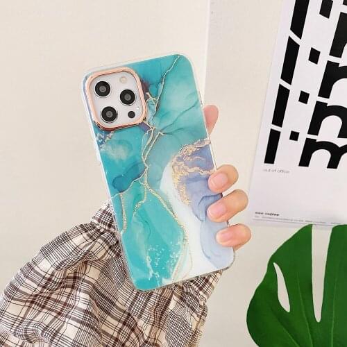 Plating Geometric Phone Case For iPhone 12 Mini 11 Pro Max XR XS Max 6 7 8 Plus X Soft IMD Marble Phone Back Cover Cases