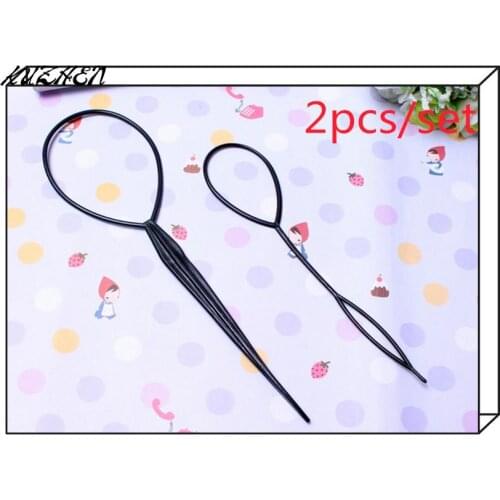 HOT 1set Black Tail Clip Hair Braid Maker Plastic Ponytail Creator Styling Tool Loop Styling Tools