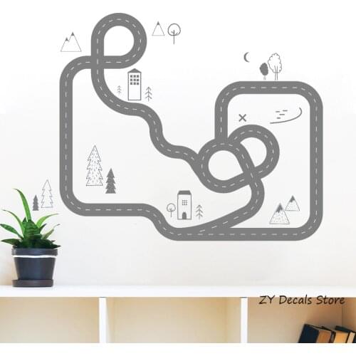 Road Map Wall Art Sticker Home Decor Boy Bedroom Removable Nordic Style Boys Room Wall Decals Nursery Vinyl Decal Mural S625