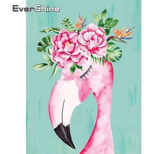 EverShine DIY Diamond Painting Cartoon Cross Stitch Kits Diamond Embroidery Flamingo Picture Of Rhinestones Deer Wall Decors