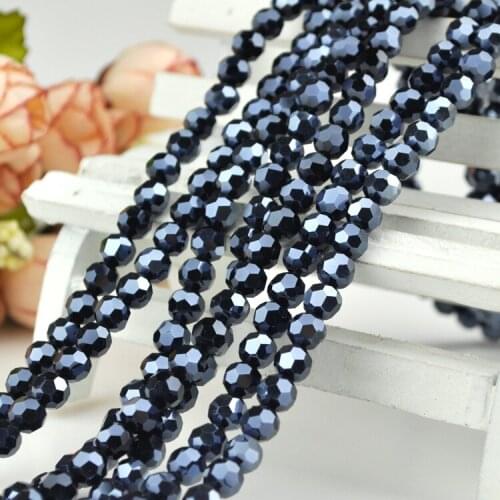 Faceted 6mm 980pcs/lot Cuts Faceted crystal glass beads jewelry Spacer round crystal Loose diy Beads Gun Black color