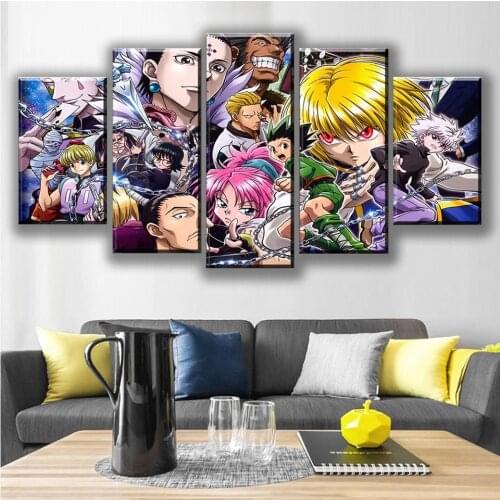 Canvas Print Pictures Japanese Anime 5 Pieces Hunter Painting Nordic Home Decor Modular Poster Frame