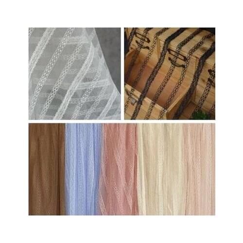 Xianmei Vertical Stripe Lace Mesh Skirt Fabric DIY Handmade Clothing Home Textile Curtain Background Decorative Fabric