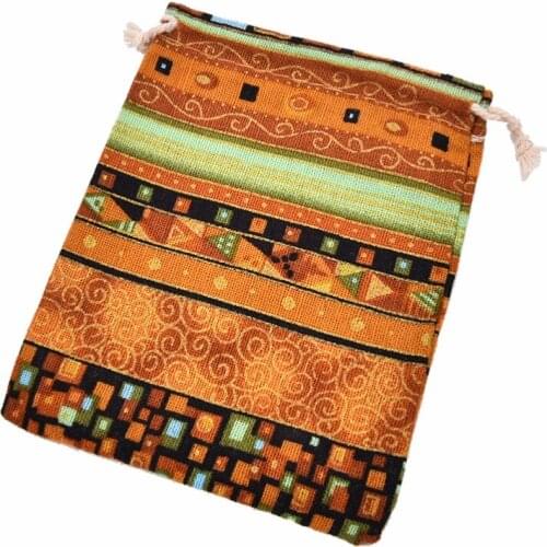 10Pcs Stripe Tribal Tribe Drawstring Bags Christmas Jewelry Pouches Cotton Jewelry Gift Bags 9.5*12cm Ethnic