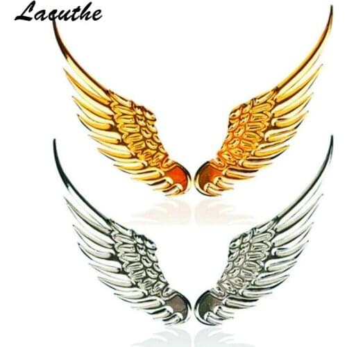 Lacuthe 1 Pair/lot Car Styling Fashion Metal Stickers 3D Wings Car Sticker Car Motorcycle Accessories Gold/silver