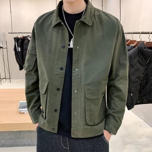 Mens Casual Clothes Spring Autumn Coat Korean Fashion Tooling Men Jacket 2021 New Streetwear Hip Hop Jackets Military Factory