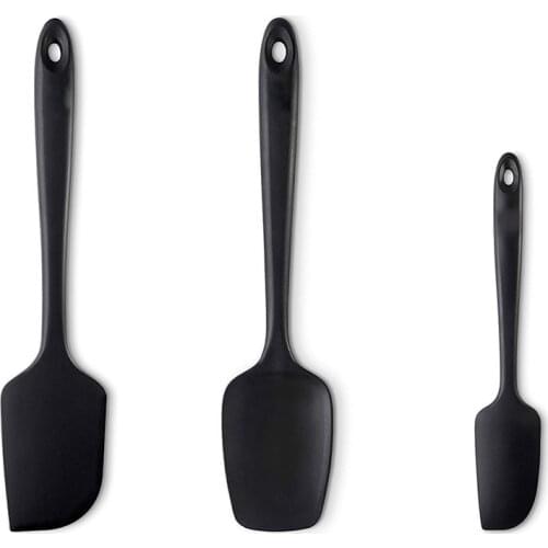 Hot YO-3-Piece Black Silicone Spatula Set - 600Fahrenheit Heat-Resistant Seamless Rubber Spatulas - Small Spatula, Large Spatula