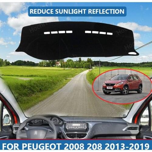 Car Inner Dashboard Cover Capet Cape for Peugeot 2008 208 2013-2019 Dashmat Sunshade Pad Cover Dash Mat