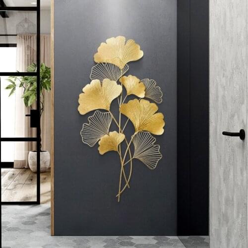 Wrought Iron Wall Decoration Living Room Metal Background Wall Pendant Porch Wall Decoration Ginkgo Leaf Wall Hanging