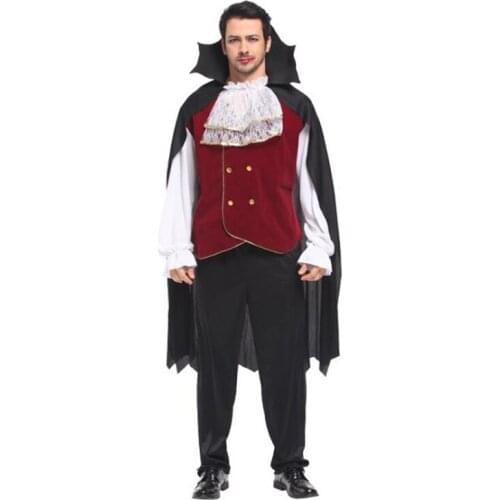 New Hot Mens Gothic Vampire Costumes Europe Vampire Adults Man Cosplay Outfit For Halloween Carnival Party Role Play Costumes