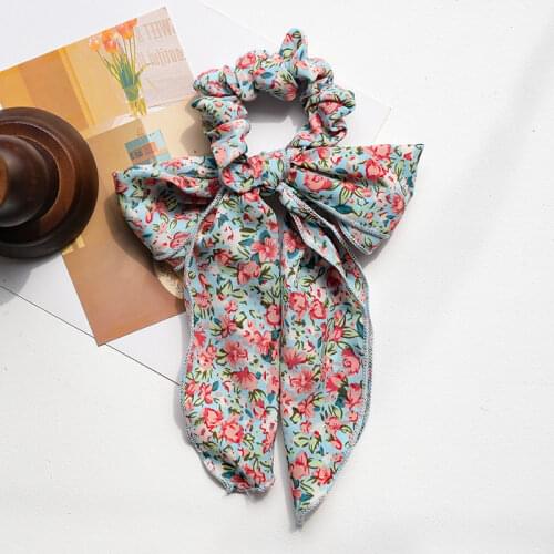 Fashion Floral Hair Scrunchie Big Bow Ponytail Holder Flower Mesh Ribbon Bowknot Hair bands Tie Headdress Women Hair Accessories