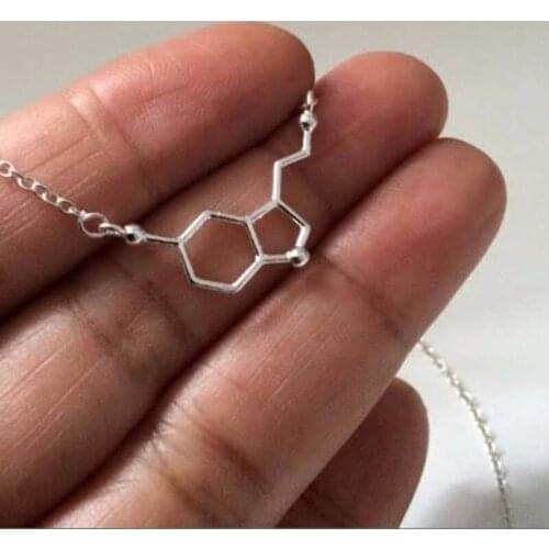 Wholesale Unique Trendy Serotonin Structure Necklace Molecule BioChemistry Dopamine DNA Pendant