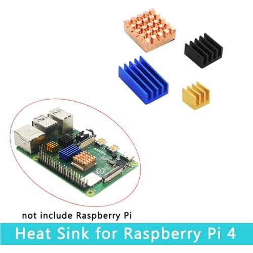 Raspberry Pi 4 Model B Heat Sink 4 piece Metal Aluminum Copper Heatsink with Self-stick Cooling Gel for Raspberry Pi 4