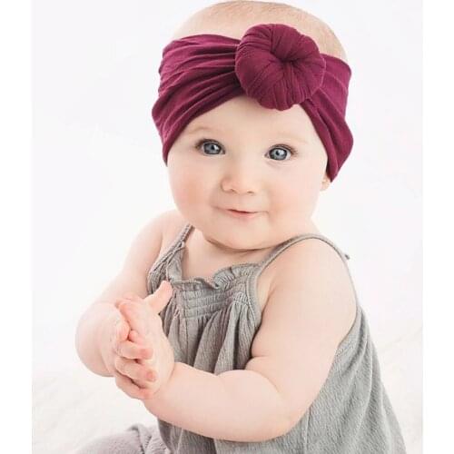 Newborn Baby Girls Wide Nylon Bow Headband Super Soft Knot Bow Nylon Head Wraps