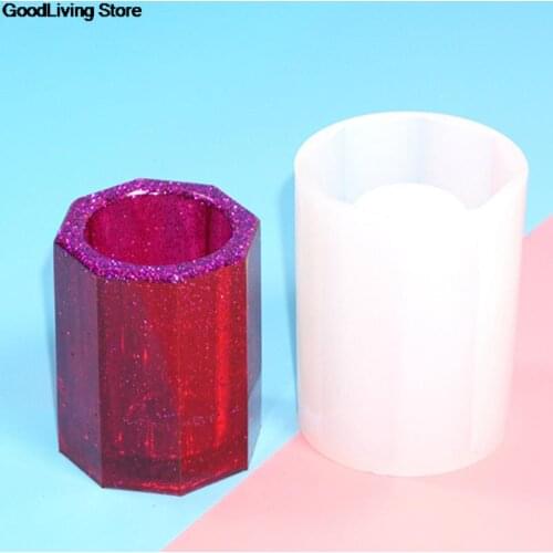Silicone Mold Epoxy Resin DIY Pen Container Organizer Square Round Storage Holder Silica Molds Crafts Jewelry Making Charms