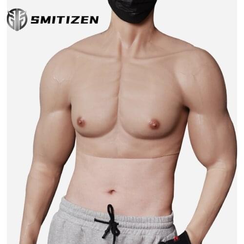 Smitizen Realistic Silicone Muscle Suit With Arms For Man Csoplay Belly Macho Artificial Fake Chest Muscle Upper Pectoralis