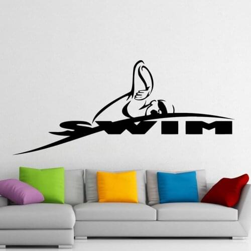 Swim Sticker Logo Name Swimmer Decal Swimming Posters Vinyl Wall Decals Pegatina Quadro Parede Decor Mural Swim Sticker