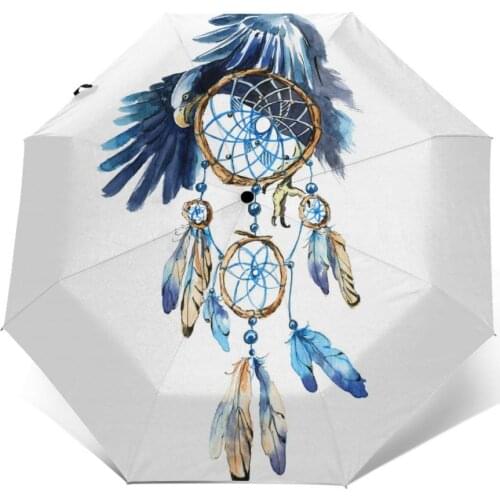 Eagle Dreamcatcher Art Windproof Automatic Folding Inverted Umbrella Portable Paraguas for Man Woman