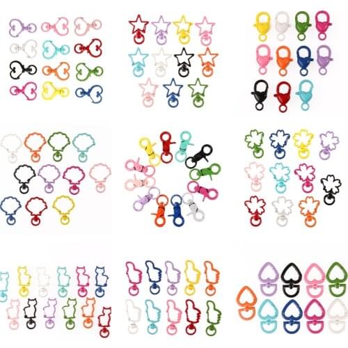 5Pc Heart Star Shape Metal Colorful Lobster Clasp Hooks Key Rings Connectors for DIY Keychain Jewelry Making Findings Accessorie