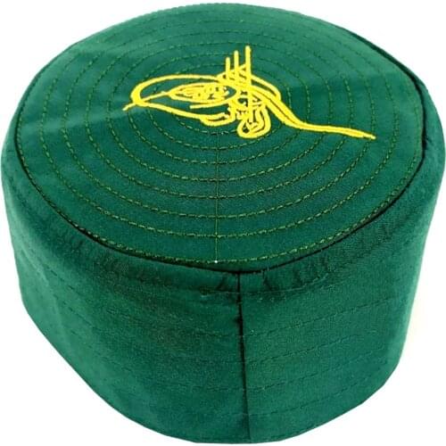 Green Mens Prayer Cap With Ottoman Motifs