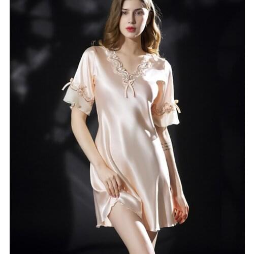 Ice Silk Summer 2021 Fashion Lace Sexy Dress Pijamas Solid V-neck Short Sleeve Ruffles Nightgown Loose Soft Thin Nightdress 3XL